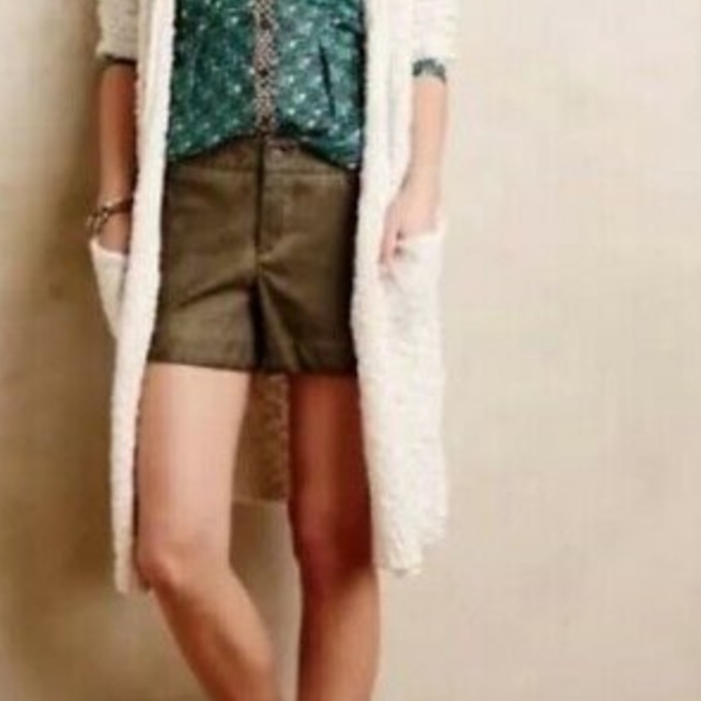 Anthropologie Pilcro The letter Press Olive Green Leather Shorts 27